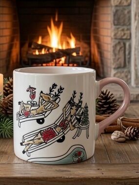 Eli + Ana Reindeer Beach Vacation Whimsical Ceramic Coffee Mug Collectors ☕️🦋